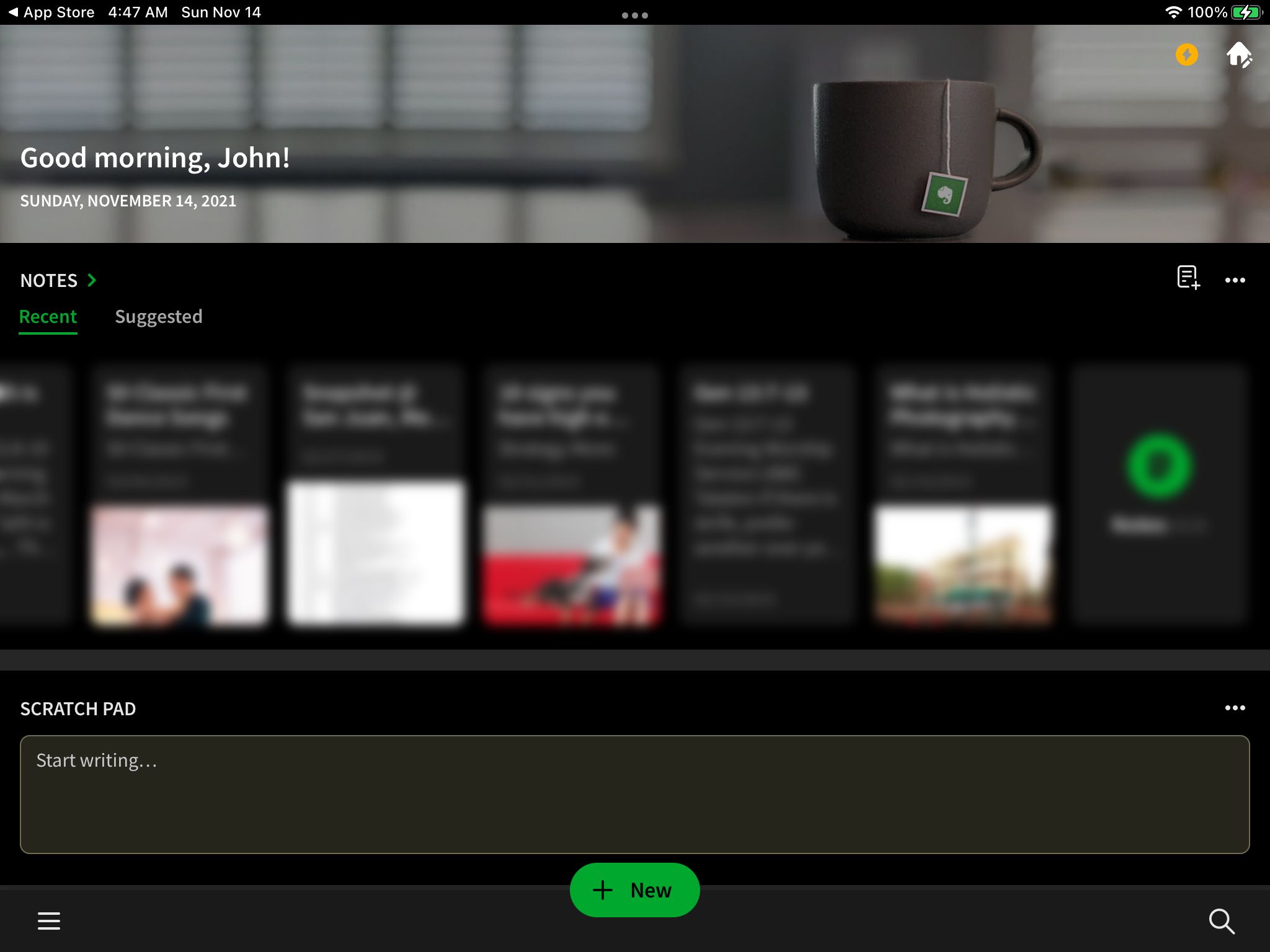 Evernote screenshot on iPadOS