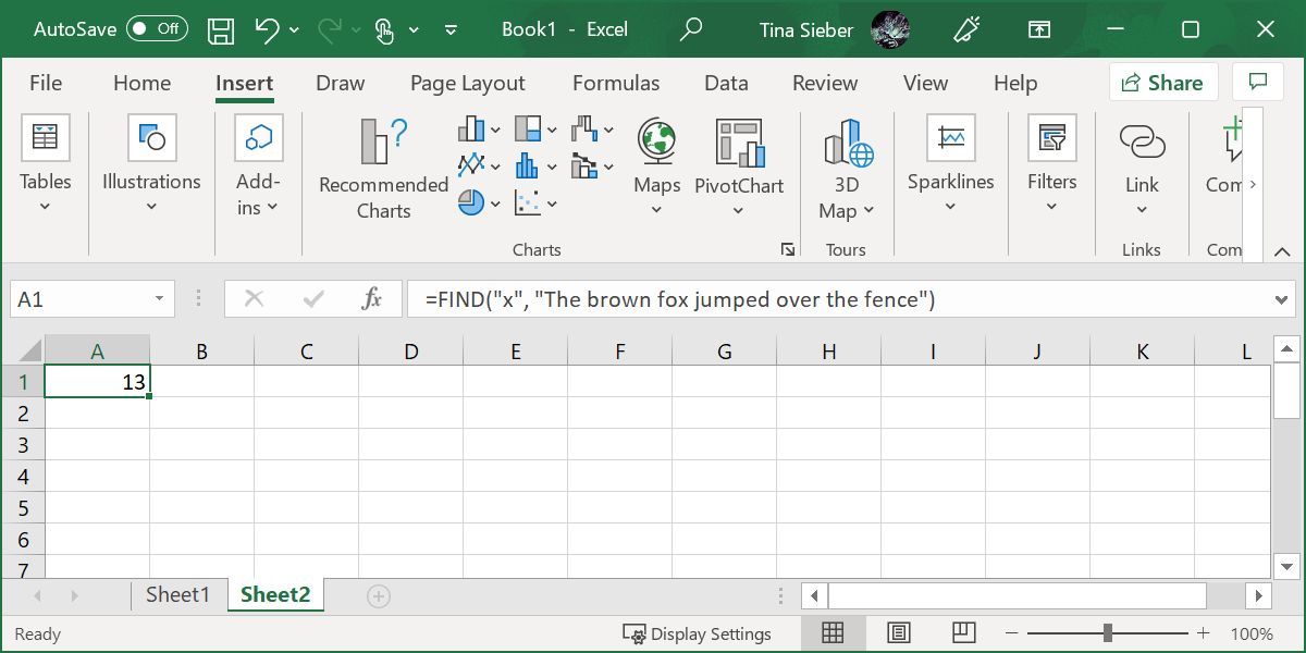 Excel Find function