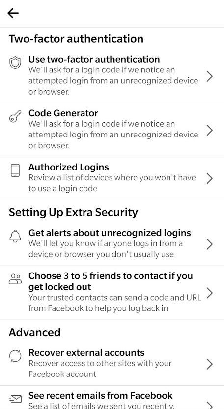 Facebook Mobile Two-Factor Authentication