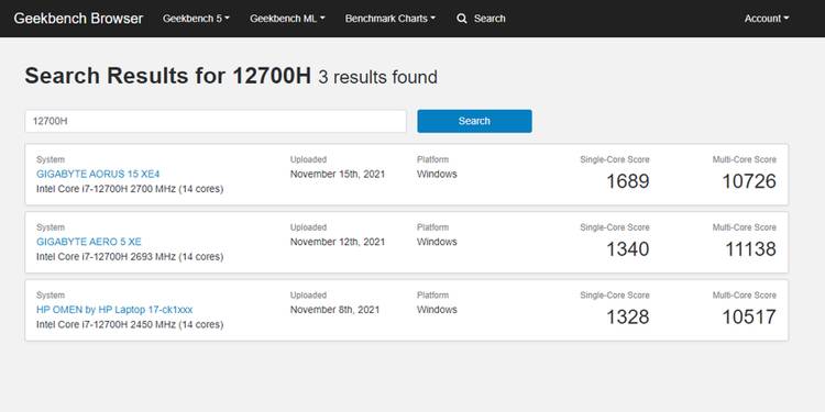 4 نکته در مورد لپتاپهای نسل دوازده اینتل که در سال 2022 معرفی میشوند 3 Geekbench 5 results screenshot.jpg?q=50&fit=crop&w=750&dpr=1 -