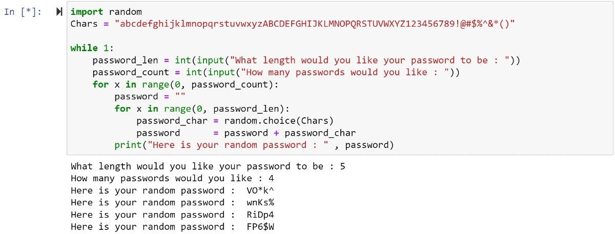 Complete Python code to generate a random password in Python