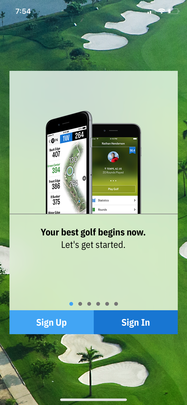 Golfshot login page