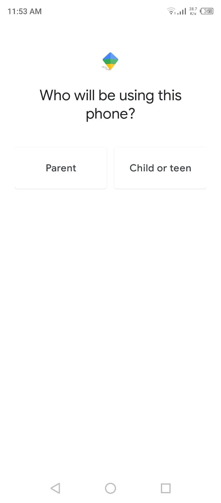 Google Family Link - Choosing between Parent and Child