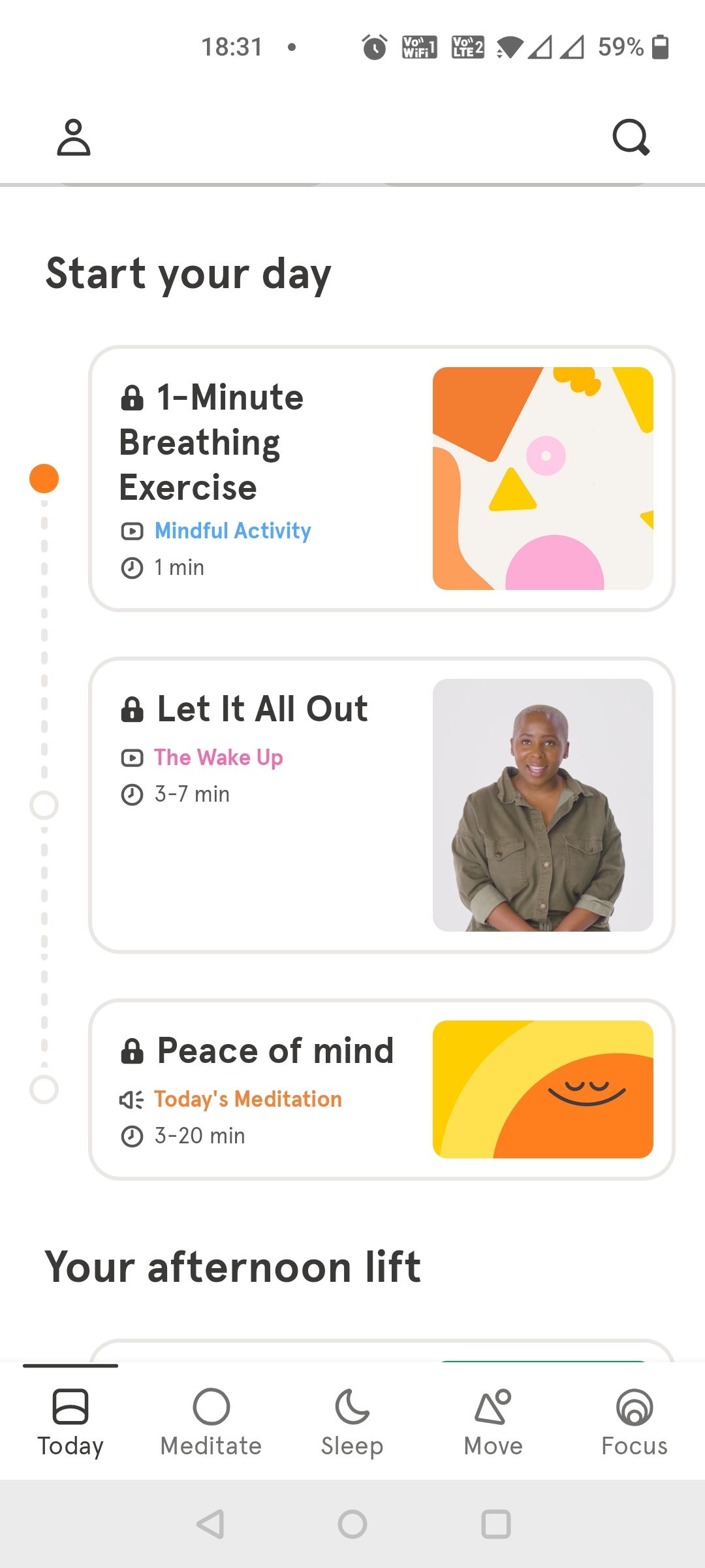 Headspace timeline feed