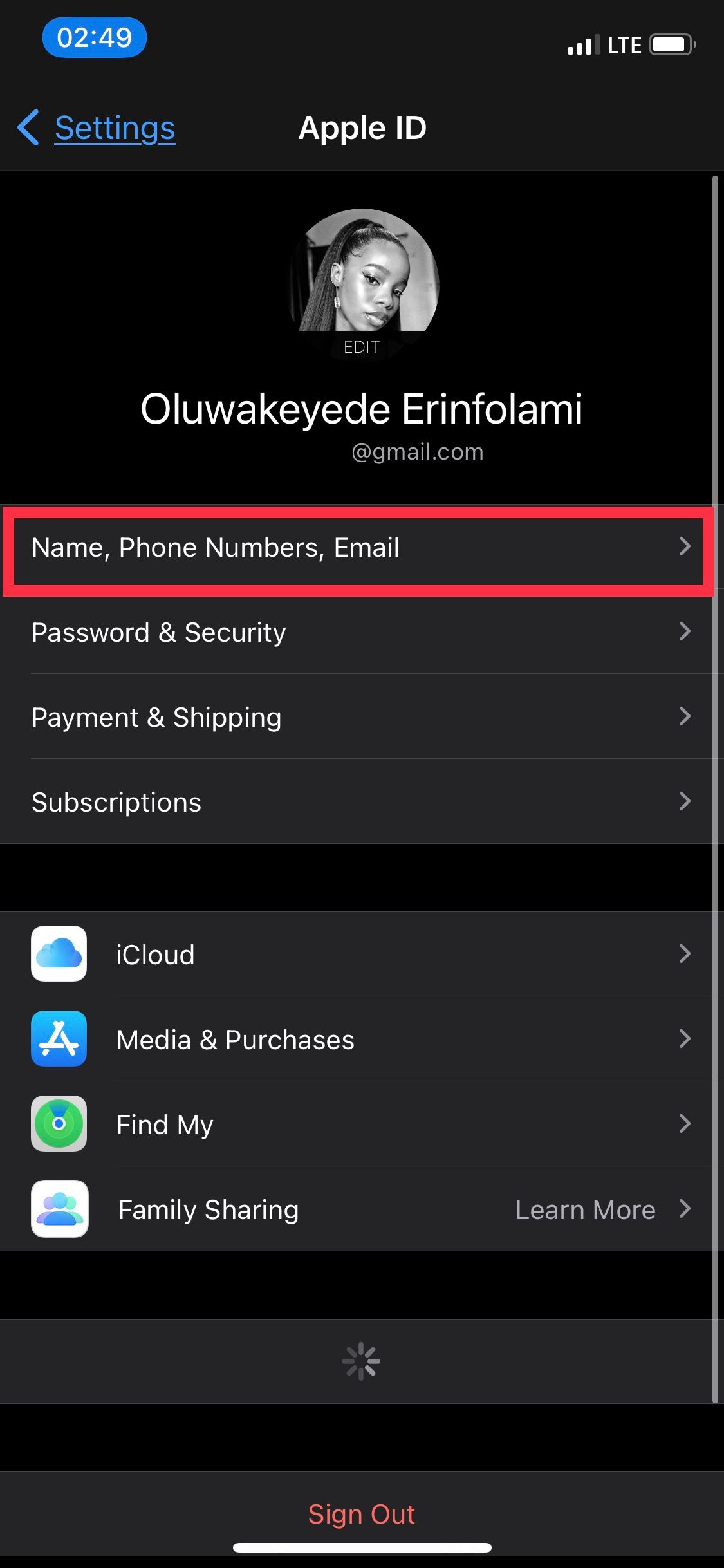 تنظیمات Apple ID در آیفون