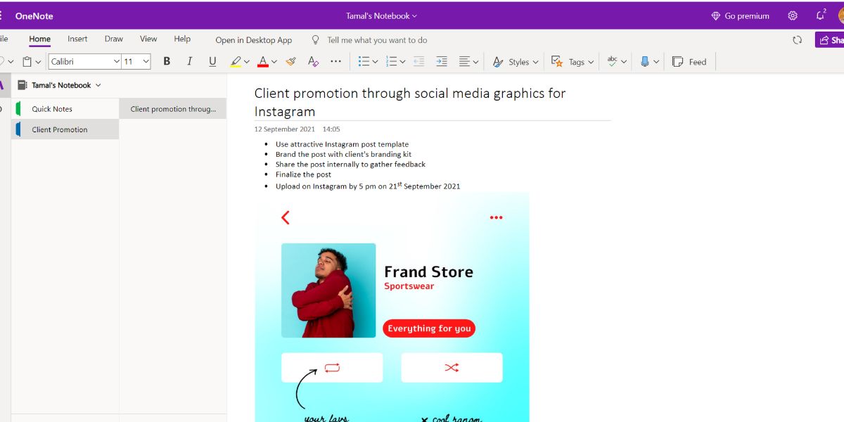 An image showing the idea outlining app OneNote