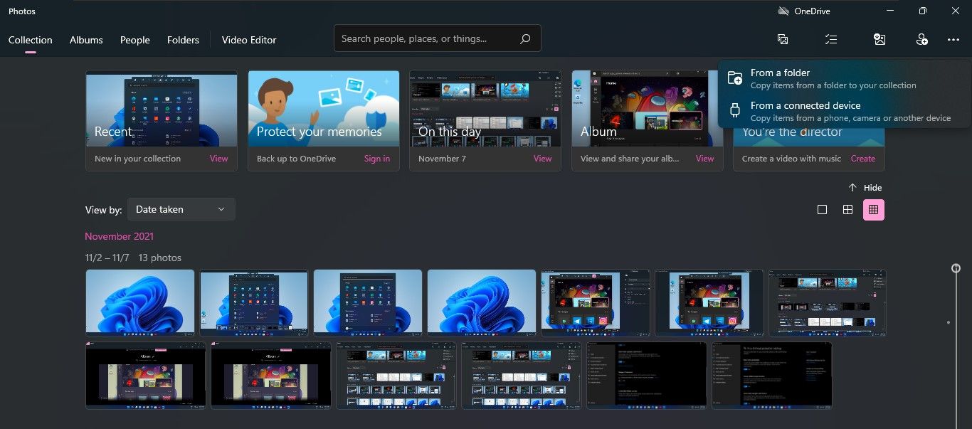 Import Photos Option in Windows 11 Photos App