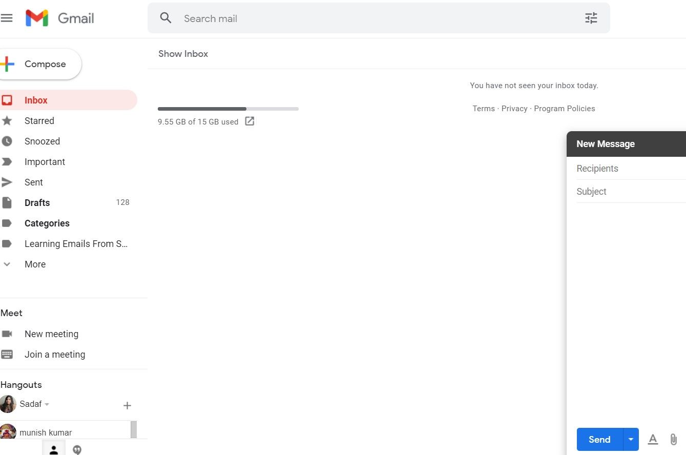 Hidden Gmail inbox using Inbox When Ready Chrome Extension