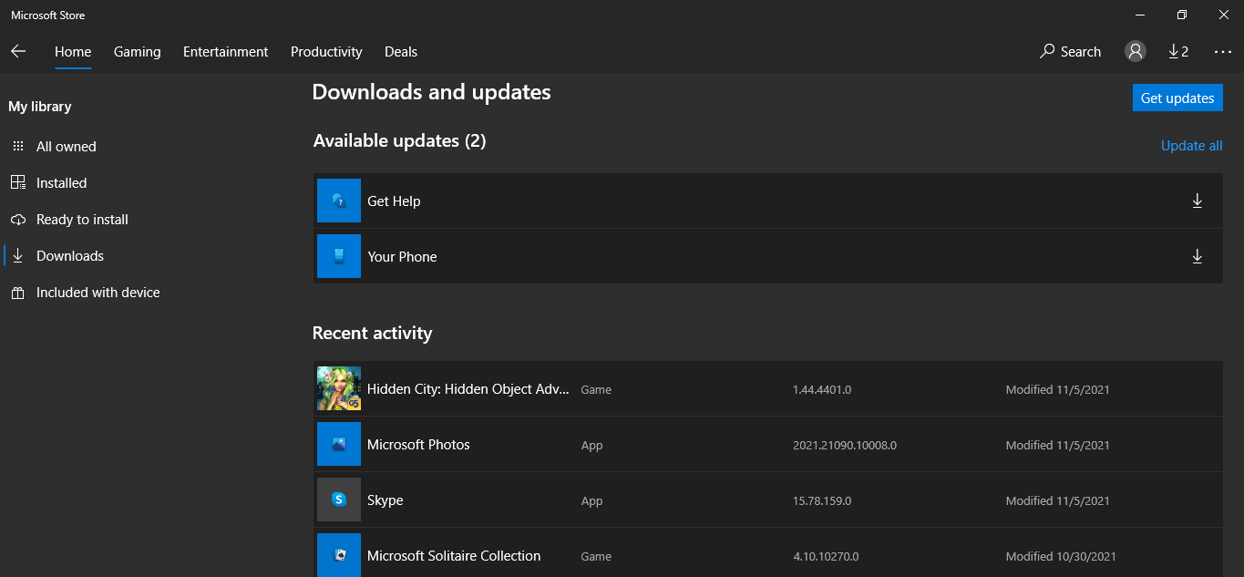 Installing New Updates for Apps in Windows Microsoft Store