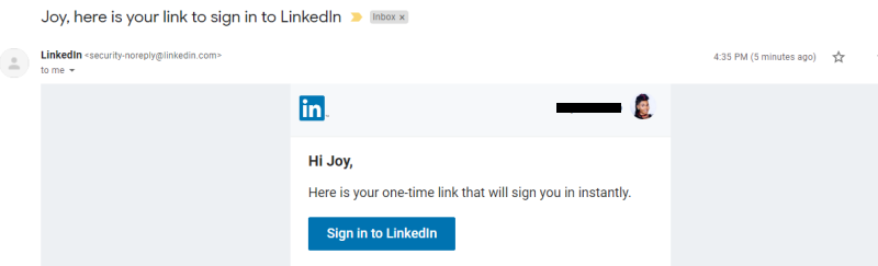 LinkedIn click on Sign in to LinkedIn