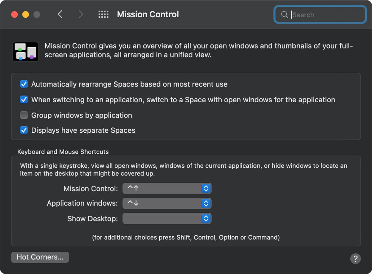 Mission Control in macOS