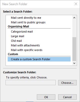 New Search Folder options in Outlook 365