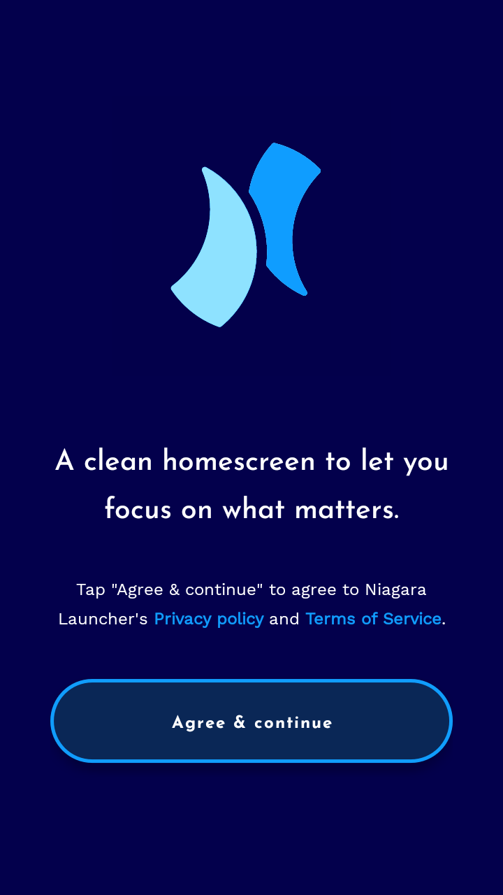 Niagara Launcher - Welcome Screen