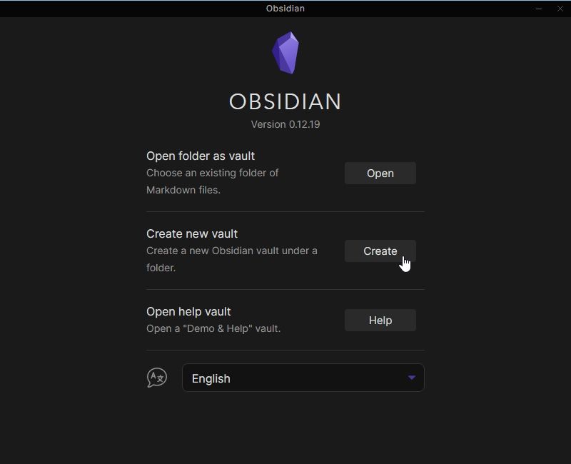 The first step to using Obsidian is creating a Vault.