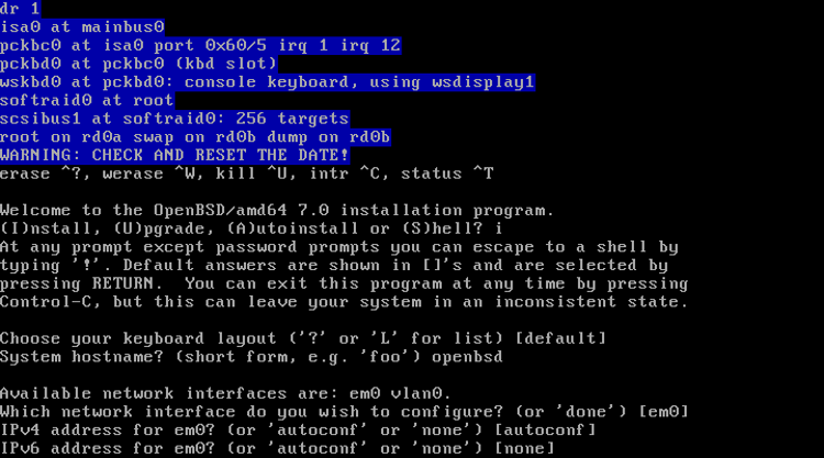 OpenBSD installation process