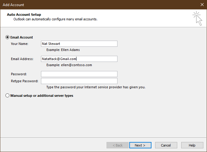 Outlook Desktop Account Setup