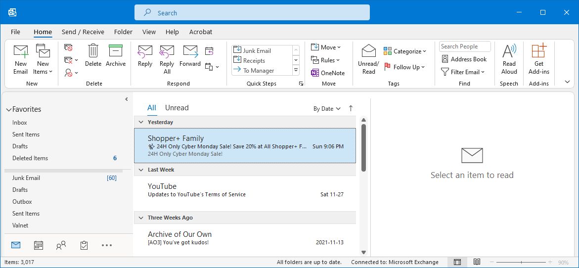 Outlook Desktop version User Interface