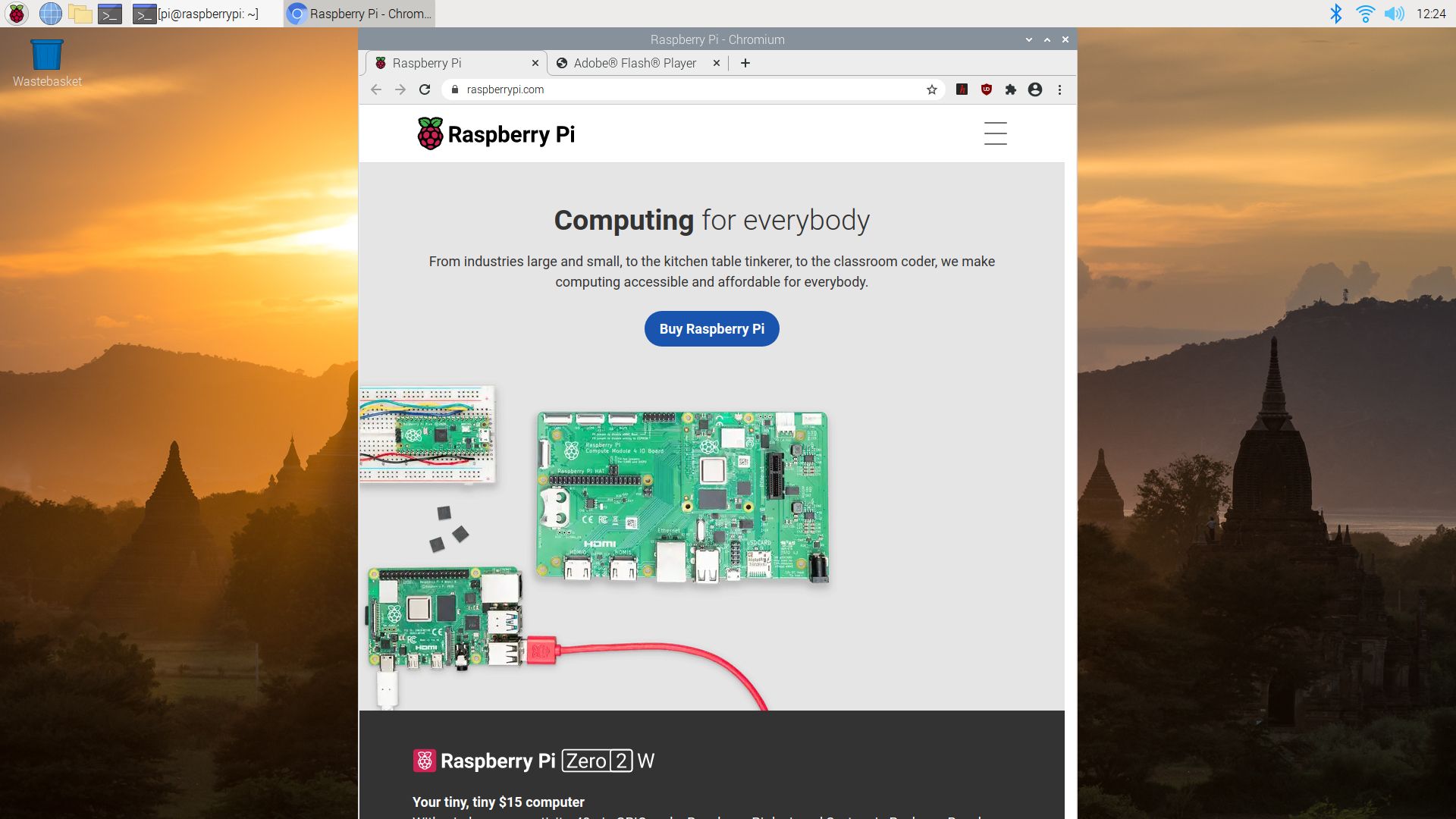 Raspberry Pi OS desktop with Chromium browser