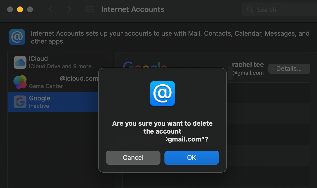 Removing an Internet Account