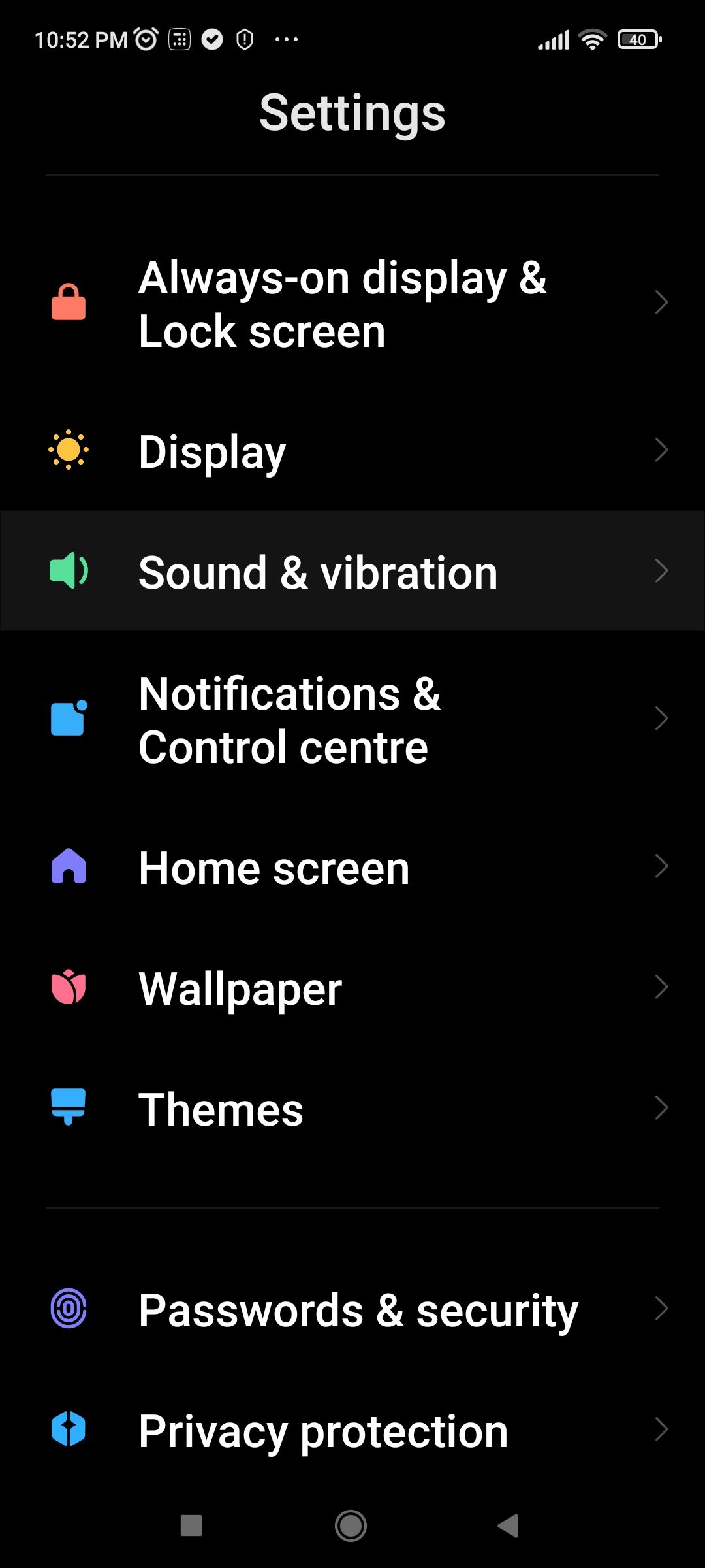 Notifications & Control centre in Xiaomi Settings