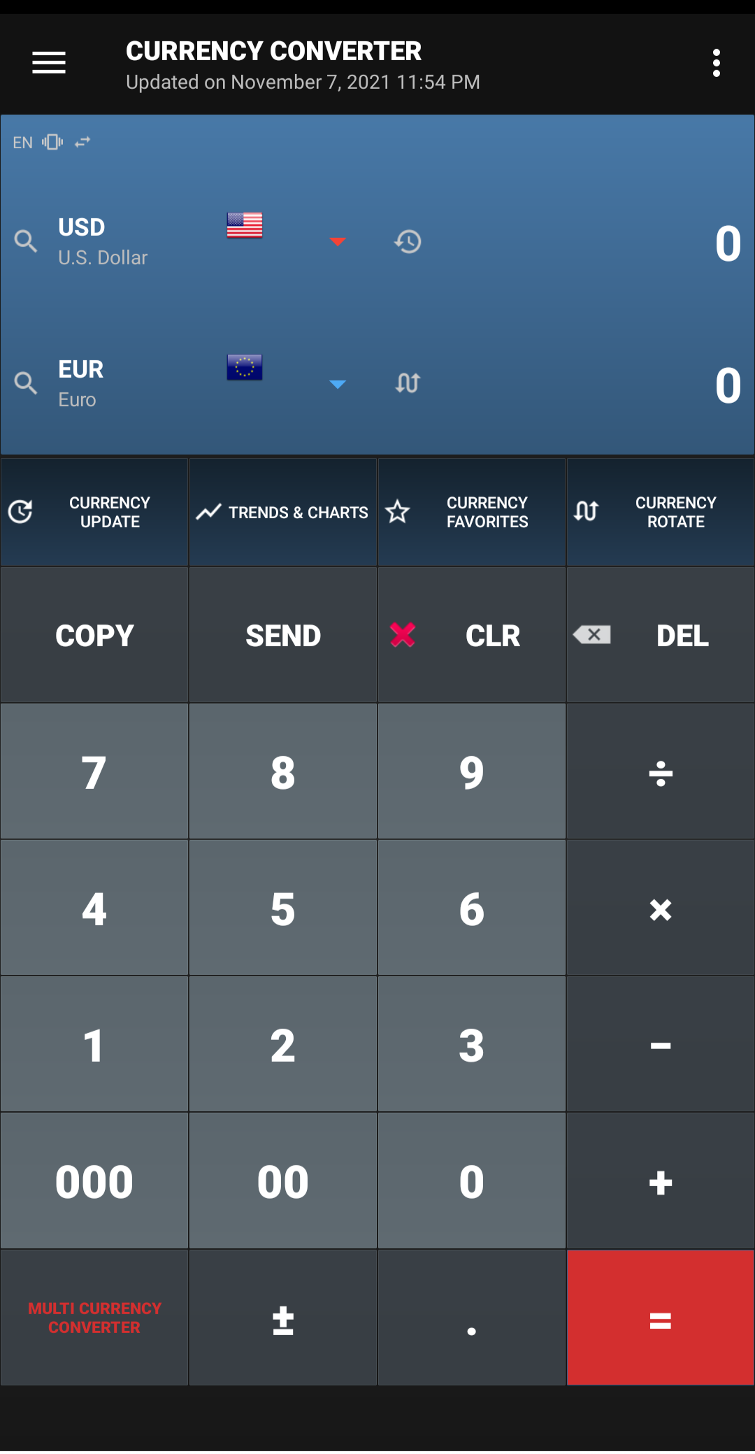 Currency conversion calculator