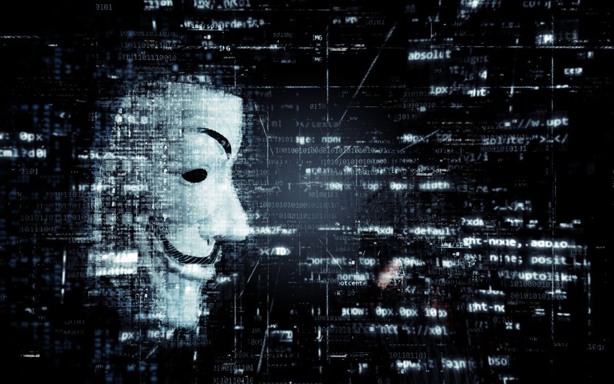 masked figure in cyberspace