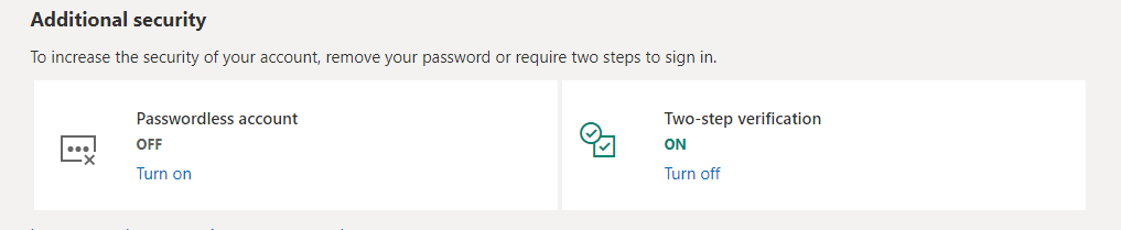 Set up two step verification for your Microsoft account