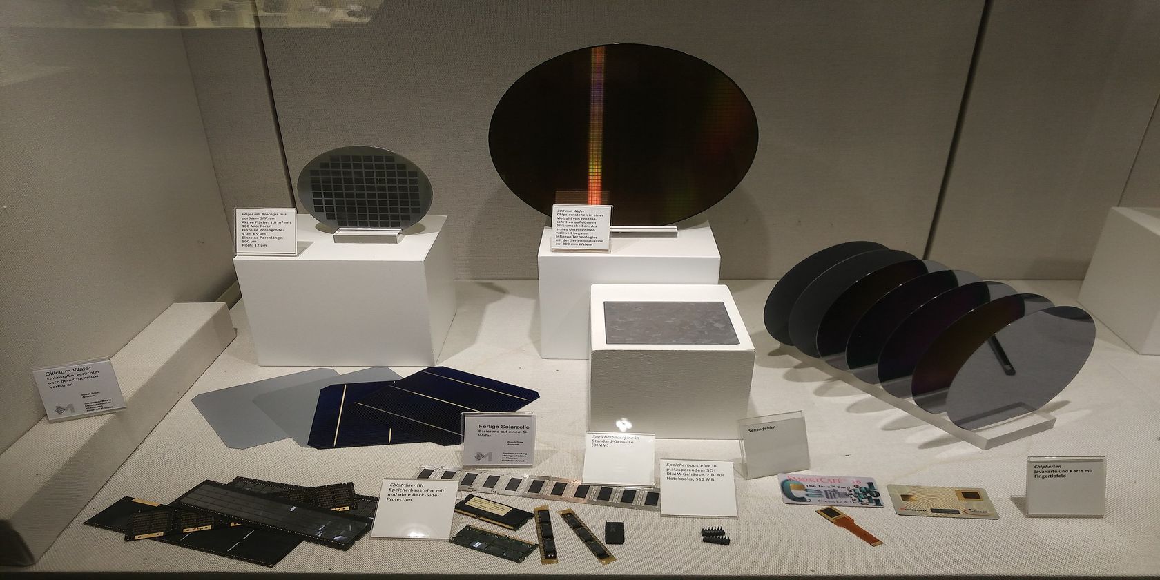 Silicon wafers on stands