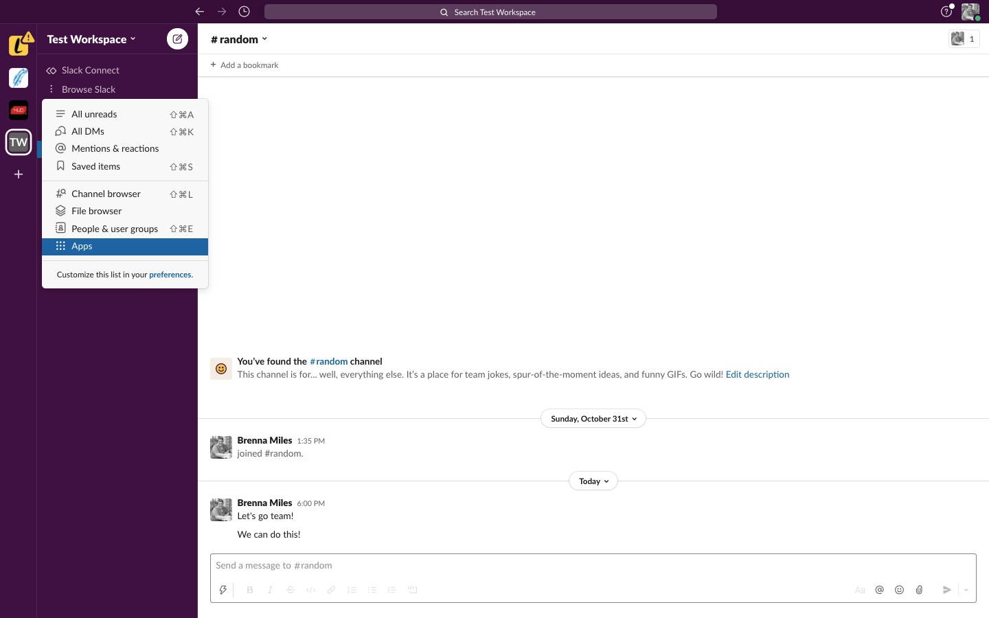 Image shows a team chat inside Slack