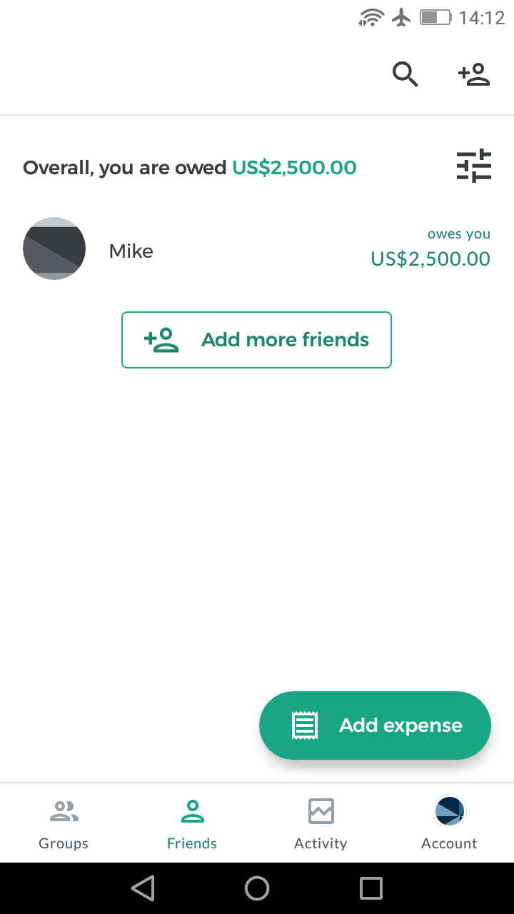 Splitwise - Expense Page