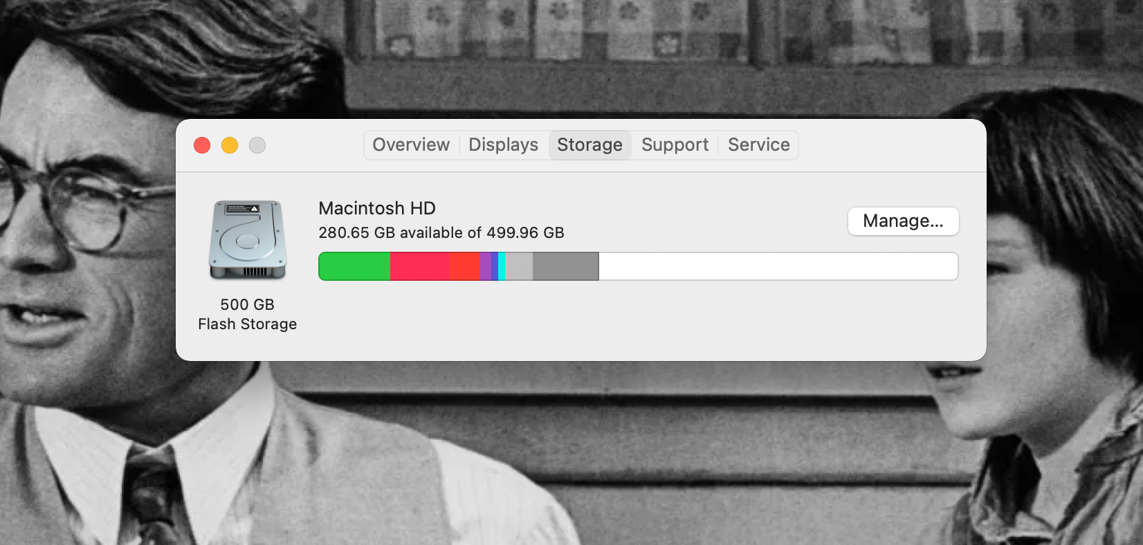 Storage visible in About This Mac on a MacBook Pro