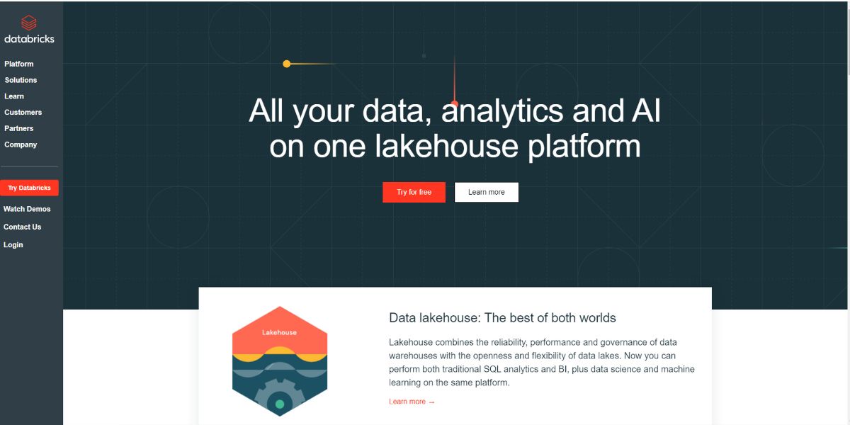 A visualization of the Databricks website