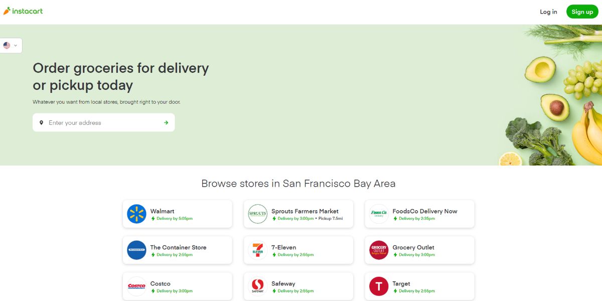 An image showing the website for tech unicorn Instacart