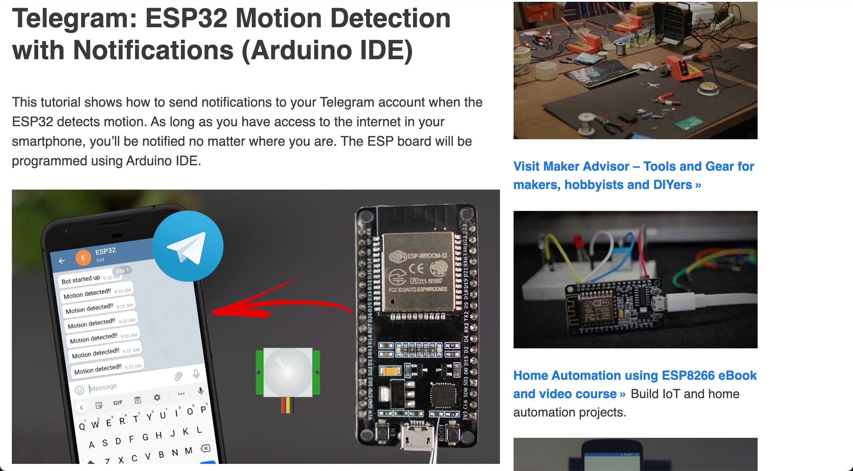 Telegram ESP32 motion detection bot