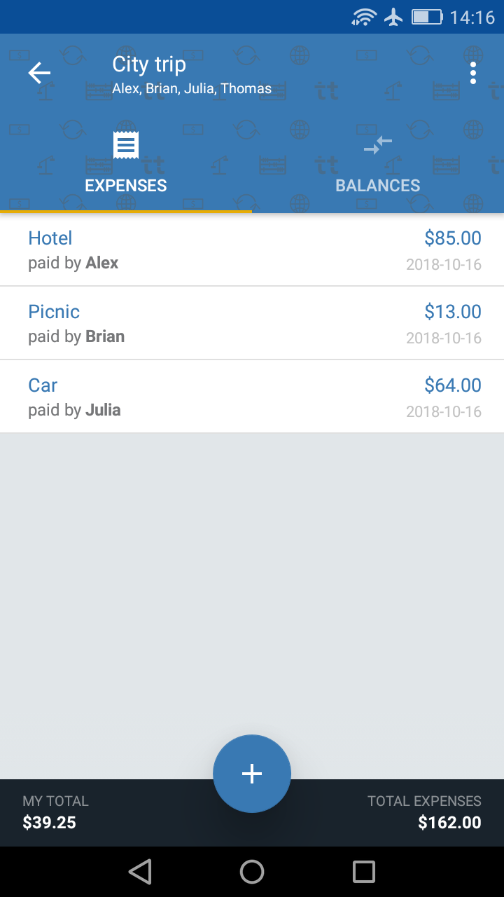 Tricount - Expense Menu