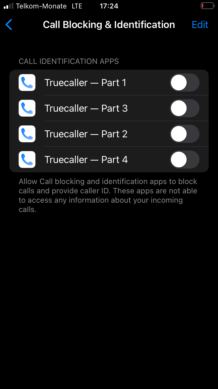 Truecaller options in iPhone