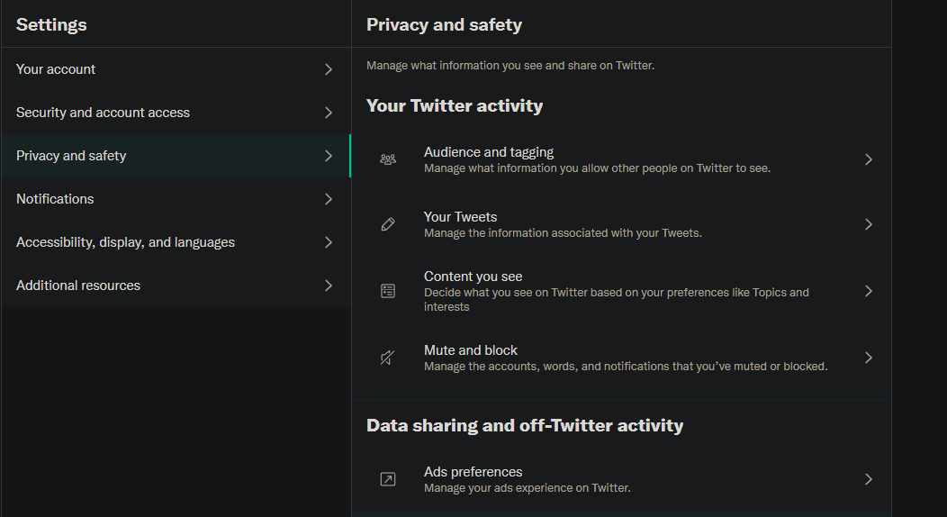 Twitter Privacy Settings