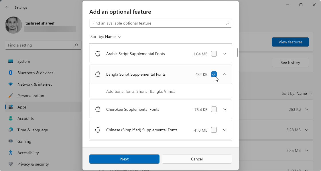 add optional features via settings