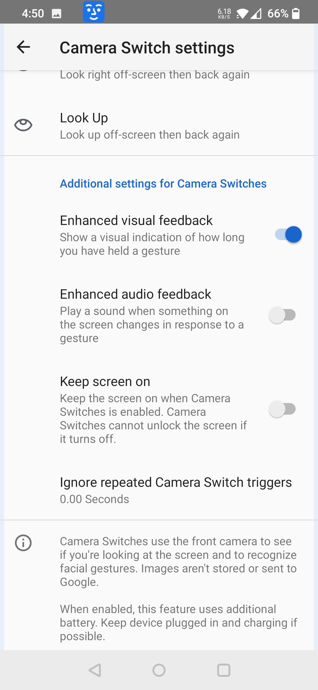 additional camera switch settings