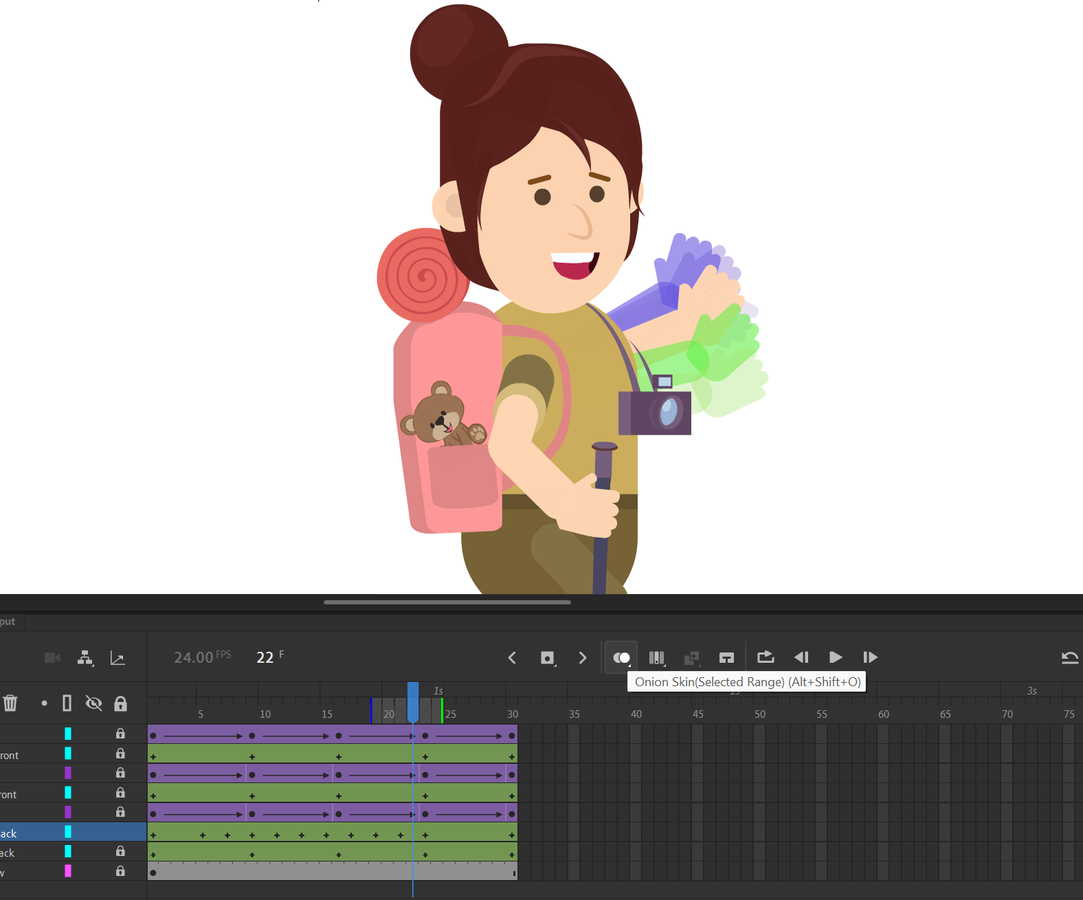 Enabling Onion Skins in Animate.