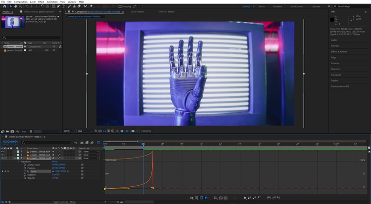افکت موشن بلر (Motion Blur) در ادیت فیلم چیست و چرا باید از آن استفاده کرد؟ 6 after effects zoom effect bezier interpolation no motion blur.png?q=50&fit=crop&w=750&dpr=1 -