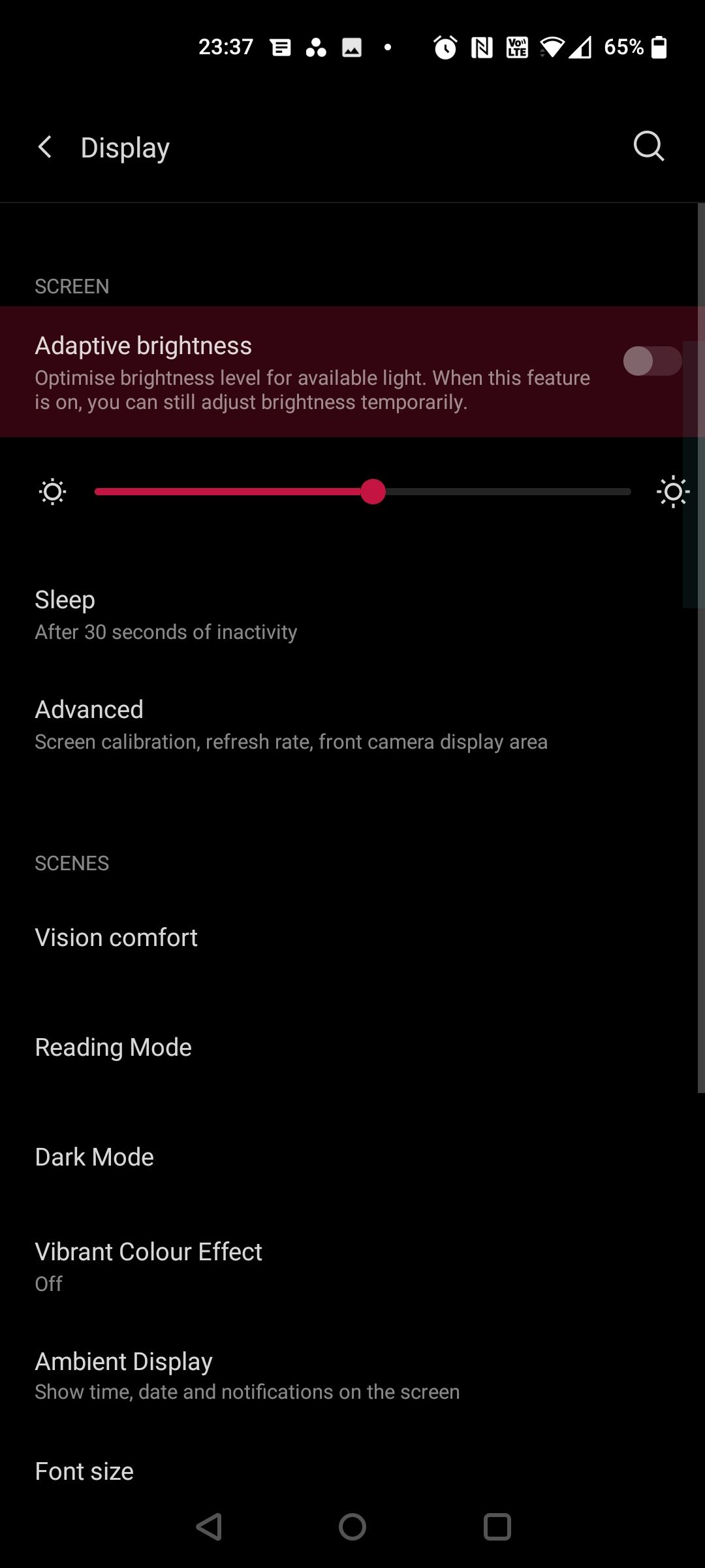 android adjust adaptive brightness options