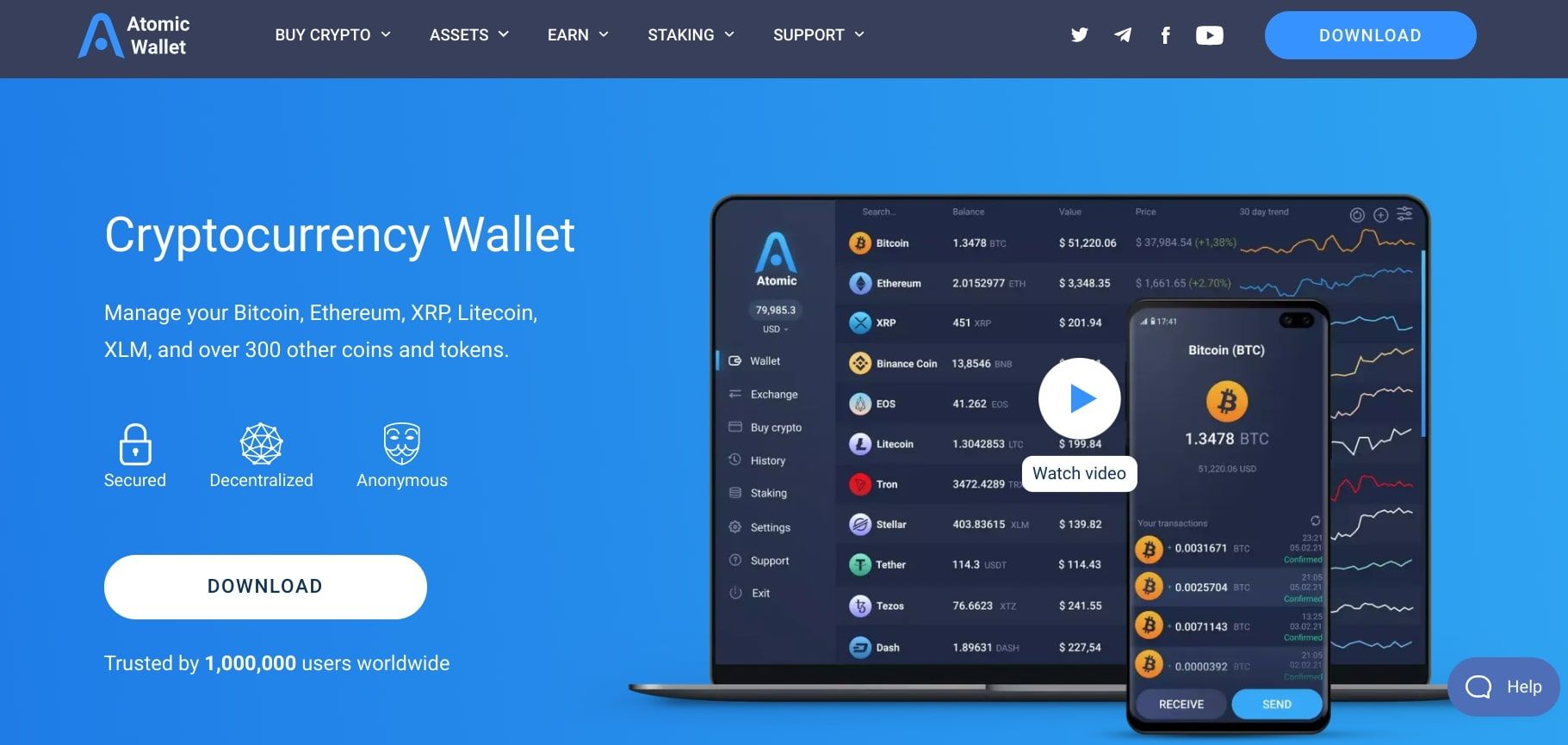 atomic wallet website screenshot