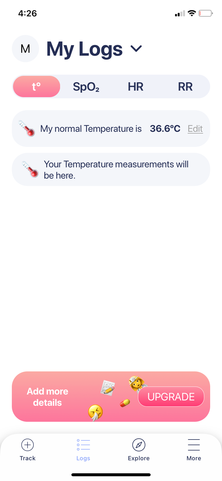 body temperature logs