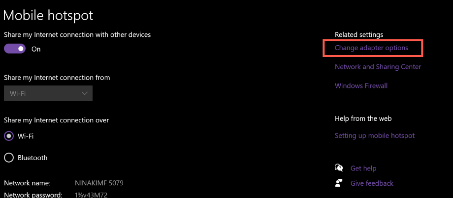 Change adapter setting