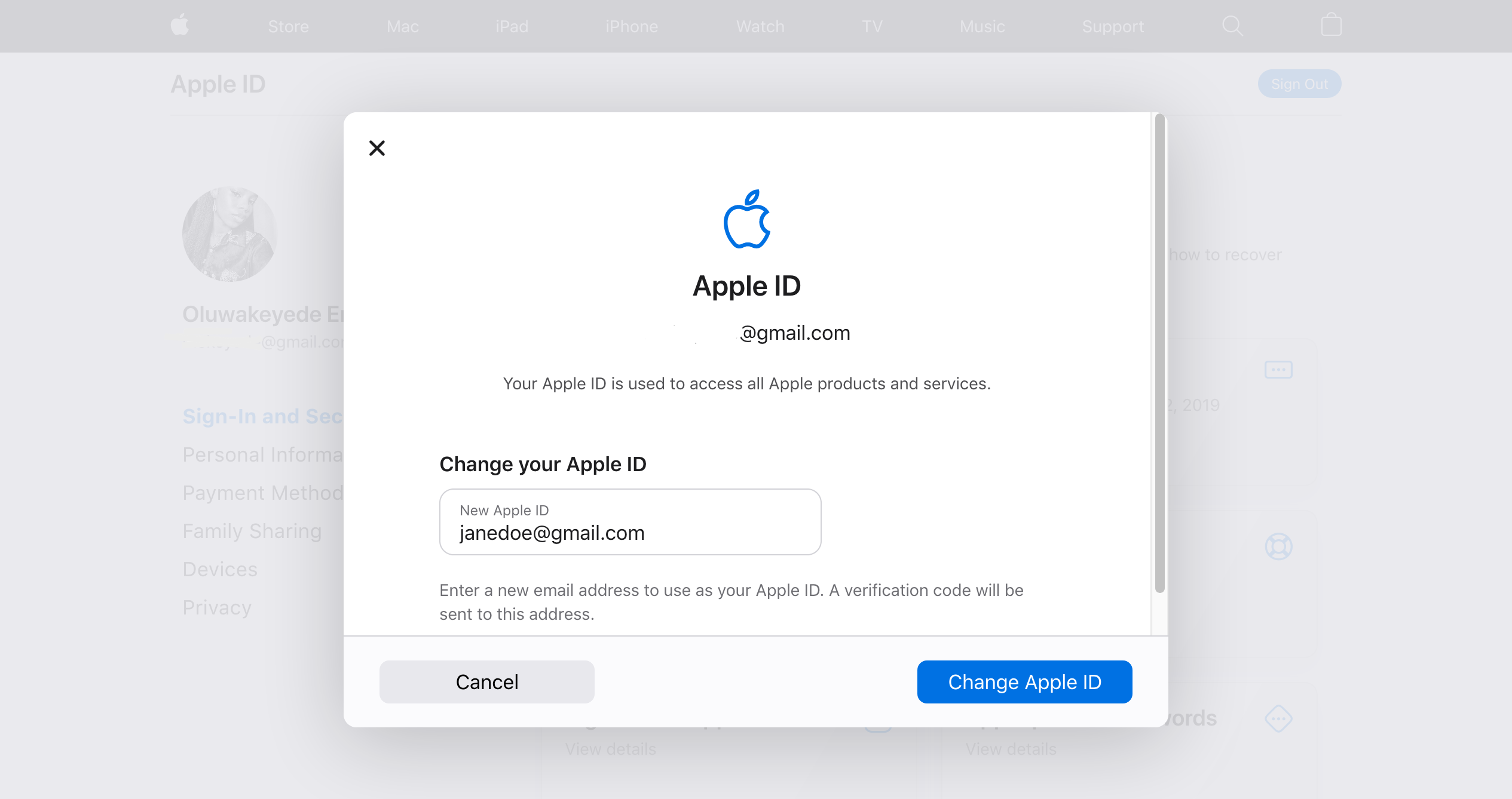 Change Apple ID 
