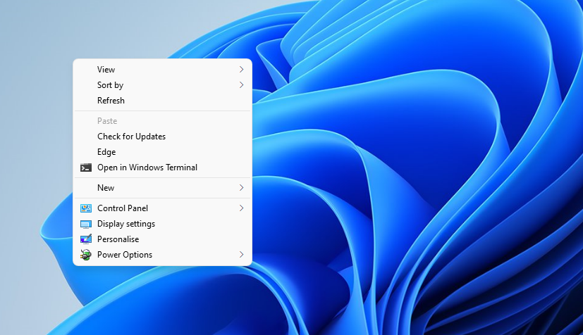 The Check for Updates context menu option 