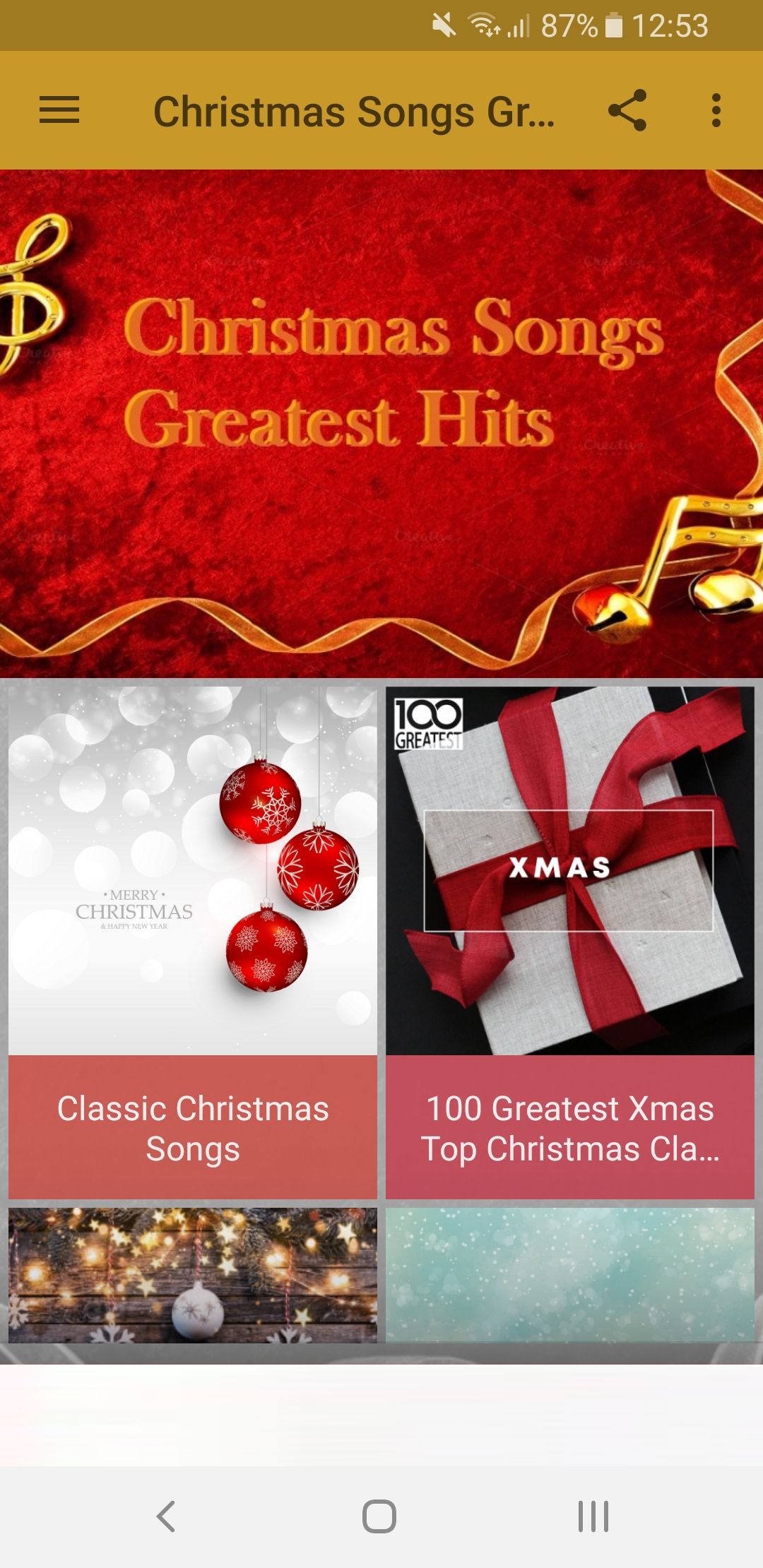 christmas songs greatest hits menu