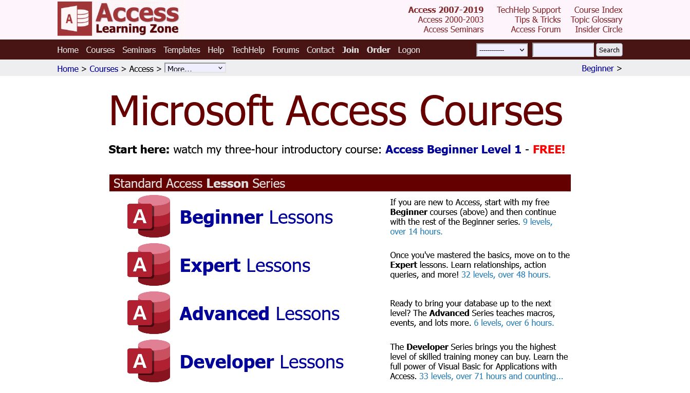 computer learning zone access courses