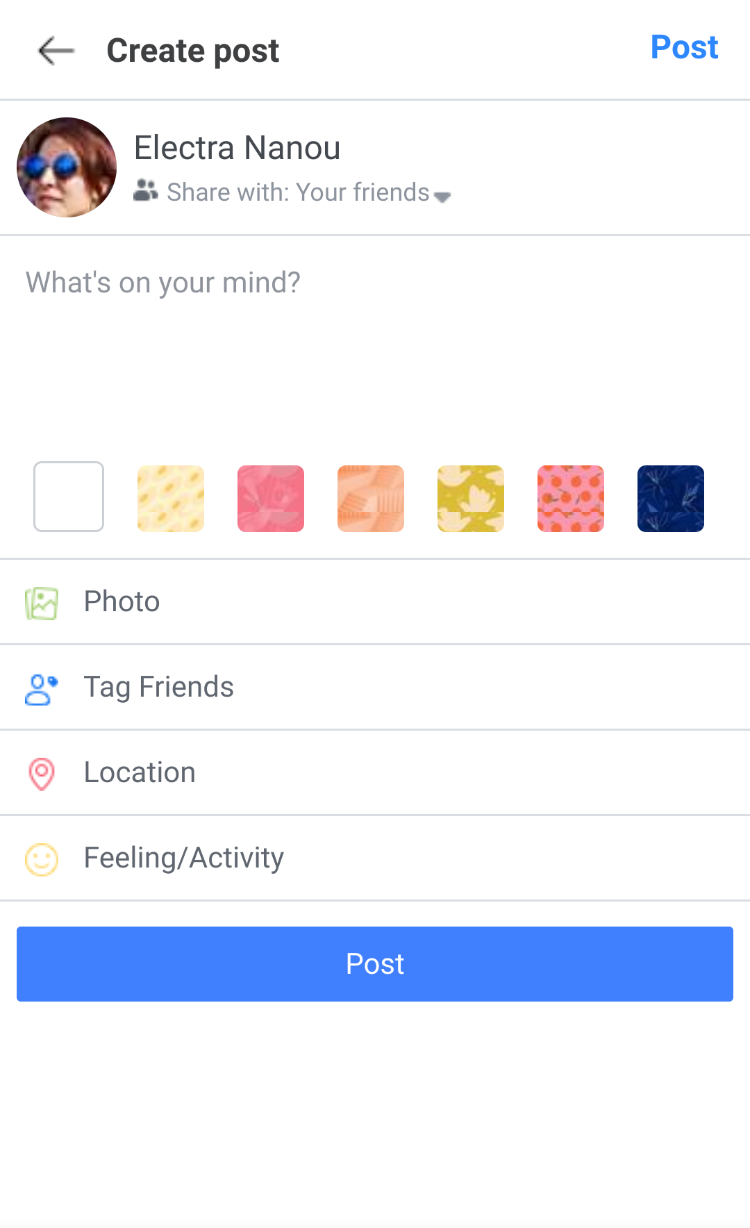 Creating Post on Facebook Touch Mobile